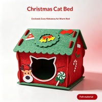 Lit pour chat en feutre, extra-large, semi-fermé, pour l'hiver, décoration intérieure, vente en gros du fabricant, nouveauté Noël
