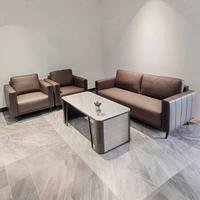 Canapé de bureau modulaire en cuir de haute qualité, design européen moderne et confortable, ensemble de meubles de bureau personnalisés