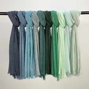 Moda retrò donna islamica tinto a mano veli di cotone ciuffo viscosa Khimar Hijab plissettato modale scialli turbanti per le signore - Product Image 4