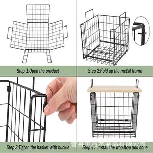 <b>Kitchen</b> Storage <b>Rack</b> 2 Tier Iron Wire Basket Desktop Organizer For Food Vegetable Storage - Product Image 3