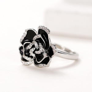 Anello con Design a Rosa Nera, Stile Vintage, Gioiello da Dito per Donne - Product Image 6