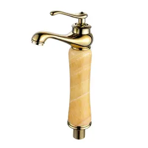 Bottom Price Middle East Classic Bathroom Faucet Rose Golden Gold Yellow Gray Bowlder High Tall Jade Basin Vessel Faucet