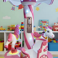 Manège pour enfants à monnayeur, carrousel à chevaux pour trois personnes en fibre de verre
