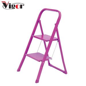 Modieuze Multifunctionele Metallic Roze Opvouwbare 2 Step <span class=keywords><strong>Ladder</strong></span> Met Leuningen - Product Image 1