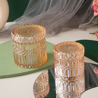 Bocaux à bougies en verre transparent fantaisie de 7 oz, style diamant taillé, pour Noël, écologiques, résistants à la chaleur, pour la décoration de la maison