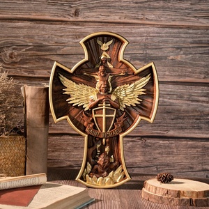 Thánh <span class=keywords><strong>Trinity</strong></span> Tổng Lãnh Thiên Thần Dragonslayer Bằng Gỗ Chữ Thập Thủ Công Christian Tường Nghệ Thuật Cho Ăn Uống Và Phòng Khách Trang Trí Nội Thất - Product Image 4