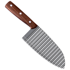 Wolf Tooth Potato Knife 304 Stainless Steel Walnut <b>Wood</b> Handle Wavy Blade Multi Functional Vegetable Cutter Kitchen Tool - Product Image 3
