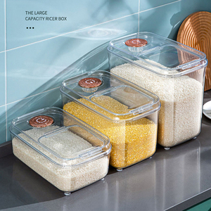 Nhà bếp lớn gạo hộp đựng thức ăn khô ngũ cốc thực phẩm lưu trữ container Thùng với đo Cup cho bột đường bột yến mạch cà phê đậu - Product Image 2