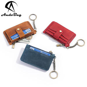 AndoBag Porte-cartes européen en cuir Crazy Horse, portefeuille court, porte-identité, petite pochette à fermeture éclair, porte-clés portable KB57 - Product Image 4