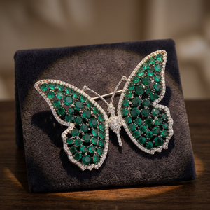 Trendy Korean-Style Saree <b>Brooch</b> 192254 with Crystal Rhinestone Copper Brass Plated <b>Butterfly</b> Pattern Women's 19g Party Gift - Product Image 2