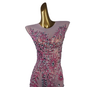 Vestidos elegantes rosa con diamantes de imitación cumpleaños vestido de graduación señora Formal Night Club vestido largo mujeres Sexy diamantes fiesta vestido de noche - Product Image 5