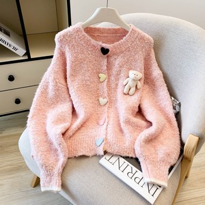 3040 # petit ours poupée tricoté Cardigan <span class=keywords><strong>pull</strong></span> femmes automne et <span class=keywords><strong>hiver</strong></span> nouveau Style ample doux collant <span class=keywords><strong>pull</strong></span> à manches longues <span class=keywords><strong>manteau</strong></span> - Product Image 4