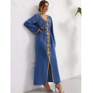 SIPO Eid V boyun geleneksel el boncuklu tasarım Abaya nakış kadın Abaya elbise
