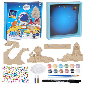 Wayee 3D Wooden Drawing Toys Set <strong>Space</strong> Painting Craft Kit Paint-Your-Own Astronaut and Rocket <strong>Puzzle</strong> for Kids 20x19x4.5cm - Product Image 6