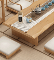 Table basse rectangulaire en bois massif, ensemble de luxe de style japonais, 8 chaises table de bureau en résine
