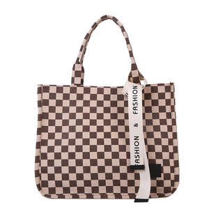 <b>Tote</b> Bag Art Painting Custom Printed Logo with Zipper and Open Closure Korean Small Plaid Girls <b>Canvas</b> <b>Tote</b> Bags - Product Image 1