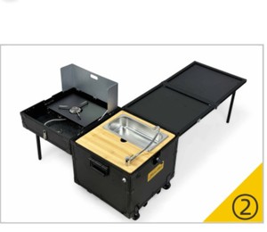 Cocina Móvil para Exteriores, Caja de Cocina Montada en Coche, Estufa para Camping y Picnic, Mesa Plegable para Barbacoa, Portátil con Ruedas - Product Image 2