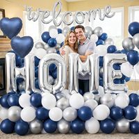 Kit de 13 ballons en aluminium en forme de cœur de 18 pouces et ballons lettres 'Welcome Home' de 40 pouces pour décorations de fête de rentrée scolaire et de fête de déménagement