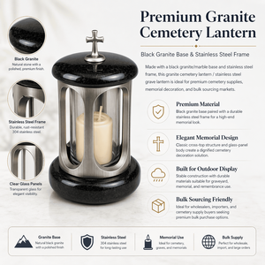 Lanterne à bougie en <span class=keywords><strong>granit</strong></span> imperméable pour cimetière avec <span class=keywords><strong>croix</strong></span> pour la décoration des cimetières et des tombes - Product Image 3