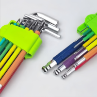Set Kunci Allen Chrome Vanadium dengan Pegangan Berwarna, Kepala Torx, Ekstensi Panjang, Lipat, Multifungsi, Alat Perbaikan Kunci Hex