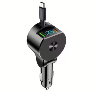 3 in 1 Retractable Car Charger Usb Type C Cable Charging Cord PD 30W Cigarette <b>Lighter</b> Adapter for Mobile Phone - Product Image 1