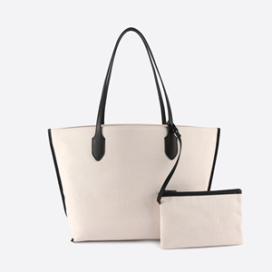 Bolsa de Trabajo Ecológica de Algodón BCI Premium con Bolsa Desmontable, Asa con Detalles en PU, Diseño Moderno - Product Image 1