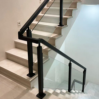 Poteau de rampe en verre brossé avec pince en PVC et acier inoxydable 304 pour projets d'ingénierie, escaliers, marches en bois, appartements minimalistes