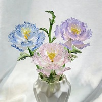 Bouquet de fleurs en verre artisanal miniature personnalisé, fleurs du mois de naissance, cadeau d'anniversaire, anniversaire de mariage, remise de diplôme
