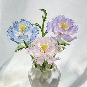 Bouquet de fleurs en verre artisanal miniature personnalisé, fleurs du mois de naissance, cadeau d'anniversaire, anniversaire de mariage, remise de diplôme - Product Image 3
