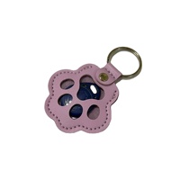 Porte-clés en cuir écologique personnalisé avec logo promotionnel, motif patte d'ours, avec photo, couleur visible, petit sac de rangement pour poils d'animaux (chien, chat)