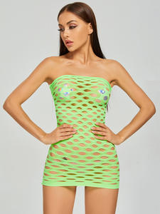 Mini robe sexy en résille avec couleurs lingerle bas de corps plus grand avec grand trou bas de corps - Product Image 3