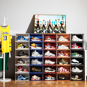 Front open Stackable Organizer plastic clear shoe containers transparent Acrylic shoe storage box magnetic with custom l