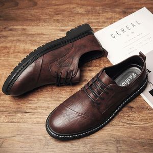 Chaussures habillées en cuir véritable pour hommes, bout rond, à lacets, semelle extérieure en caoutchouc antidérapante, toutes saisons, pour le bureau et les occasions professionnelles - Product Image 4