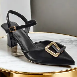 Mode Luxe Trend Puntige Feest Bruidsjurk Schoenen Metalen Schoen Gesp Dames Kantoorschoen Formele Hoge Hak Sandalen