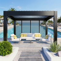 Pergola motorisée à lames orientables en aluminium thermolaqué, pergola bioclimatique pour jardin, cour, loisirs, taille personnalisée disponible