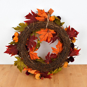 High Quality 50CM Handmade Autumn Halloween Pumpkin Wreath for Home Decoration Door Hanging Rattan Walls-Harvest Festival Easter - Product Image 2