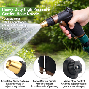 SUNSHINE Ergonomische Manuelle Metallische Verstellbare Gartenschlauch-Sprühpistole Hochleistungs-Wasserdüse für Pflanzenbewässerung & Autowäsche - Product Image 3