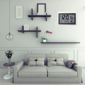 Sáng Tạo đài phát thanh điều khiển nguyên tử đồng hồ treo tường với nhiệt độ và lịch, Pin hoạt động đồng hồ báo thức - Product Image 5