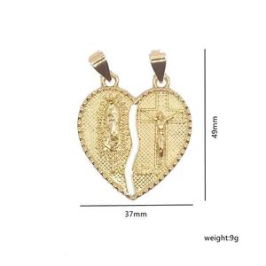 Collana JML Fashion con Pendente della Vergine Maria e Gesù Placcato Oro 14K, <span class=keywords><strong>Cuore</strong></span> <span class=keywords><strong>a</strong></span> <span class=keywords><strong>Cuore</strong></span> per Coppie, Gioielli in Lega per Uomini, Donne e Bambini - Product Image 5