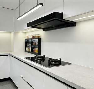 Armoires de cuisine de luxe sur mesure de style européen, finition brillante avec porte en verre et glissières de tiroir pour la maison et les restaurants - Product Image 5