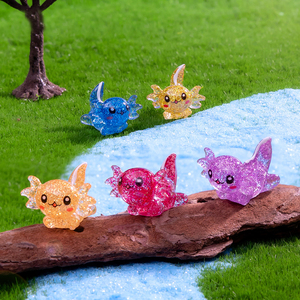 Miniatura de juguete con purpurina, mini figuras de axolote de resina, pequeños animales de resina, adornos artesanales para bricolaje, decoración de jardín, casa de muñecas y plantas en maceta. - Product Image 2
