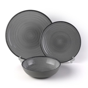SEBESTメラミン食器工場Vajilla De Melaminaスパイラルデザイングレーメラミン食器セット結婚式やパーティー用BPAフリー - Product Image 1