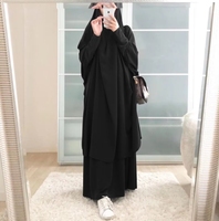 2 Pièces Papillon Nida Jilbab Modeste Couleur Solide Turc Eid Ramadan Femmes Musulmanes Vêtements Islamiques Ensemble de Prière en Gros Jilbab