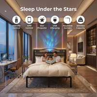 Station de charge LED pour tête de lit la mieux notée, projecteur d'ambiance silencieux et robuste à sept étoiles, cadre en fer pour lit double