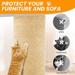 Moderno Pet Friendly interno in legno torre del gatto con Beige Sisal graffio e materiale di canapa per dormire come struttura di arrampicata per gatti - Product Image 4