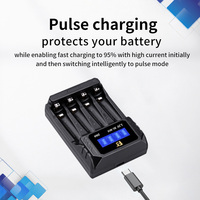 Chargeur de batterie LED FB DN4 1,2 V avec entrée USB-C, 4 emplacements, chargeur mobile d'urgence DC NIMH AA/AAA pour piles AA/AA