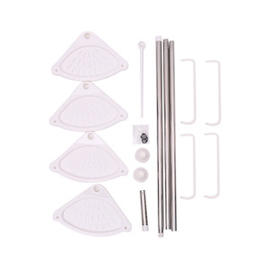 Fabricante barato actualización ajustable 4 capas cesta <span class=keywords><strong>de</strong></span> plástico varilla <span class=keywords><strong>de</strong></span> tensión esquina estante <span class=keywords><strong>de</strong></span> baño - Product Image 5