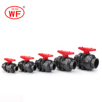 Vanne à boisseau sphérique double union en UPVC WF DIN ANSI avec joint EPDM pour l'industrie chimique acido-basique