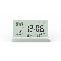 Réveil électronique LED transparent avec affichage de la température et de l'humidité de la semaine de la date pour la décoration intérieure, le salon ou le bureau