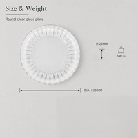 Assiettes de présentation empilables en verre festonné 235 mm – Assiettes de dîner transparentes à bordure en forme de pétale pour la maison et les mariages